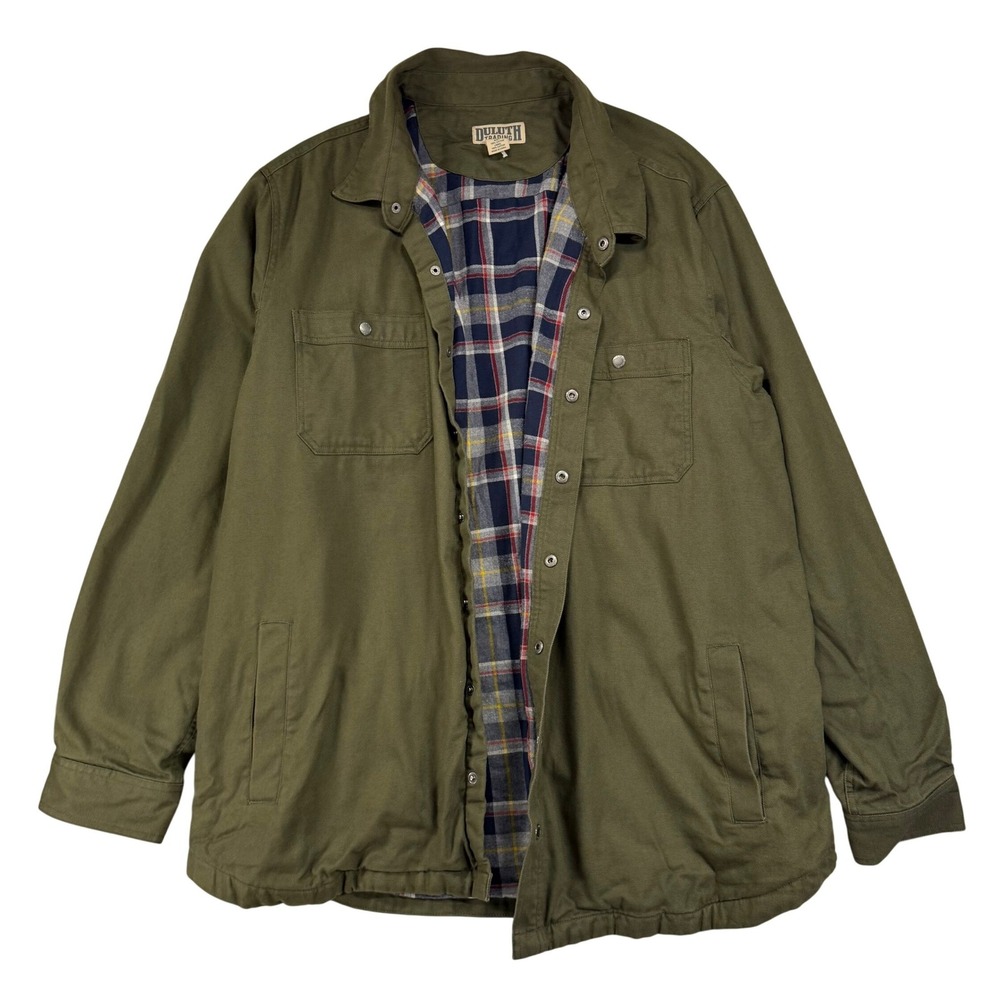 Duluth 3XLT Fire Hose Flannel-Lined Limber Jac Shirt Jacket Chore Cabin Green